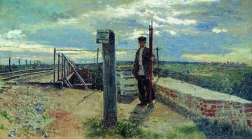  Guard Oil Painting - railway guard hotkovo 1882 Ilya Repin